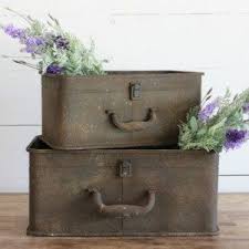 Rustic Metal Boxes Set Of 2 Rustic Metal Crate Decor Metal Box