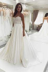 Beaded Lace And Satin A Line Wedding Dress With Corset Back Sleek Wedding Dress Ball Gowns Wedding Wedding Dresses Lace