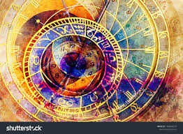 вот за что я люблю себя так это за все Astrological Symbol Zodiac And Vintage Pocket Watch Abstract Color Background Computer Collage Astrological Symbols Vintage Pocket Watch Stock Illustration