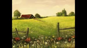 How To Paint An Easy Farmhouse Landscape With Acrylic Paint Lesson 3 Grass And Flowers Youtube Acrylic Portrait Painting Farmhouse Landscaping Painting