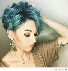Rounded layers suit a square face shape, while round face shapes can. Blue Hair Dye Pixie Cut Novocom Top