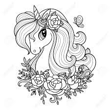 Discover thousands of premium vectors available in ai and eps formats. Unicorn Head With Long Mane And Flowers Black White Linear Drawing For The Design Of Coloring Books Prints Posters Tattoos Postcards Stickers Etc Vector Lizenzfrei Nutzbare Vektorgrafiken Clip Arts Illustrationen Image 153621793