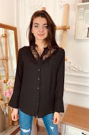 Siyah Dantelli Gomlek Gomlek Siyah Butik