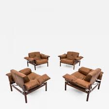 Percival Lafer Midcentury Brasilian Lounge Chairs In Lether And Rosewood By Percival Lafer
