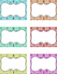 Free Blank Decorative Tags In Fun Colors With Damask Background And A Fun Swirly Frame Printable Labels Printable Name Tags Printables Freebies