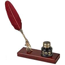 Vintage Writing Gift Set Feather Quill Ink Desk Set With Burgundy Quill Pen Inkwell Holder N2200fpbubu Amazo Quill And Ink Writing Gifts Vintage Writing