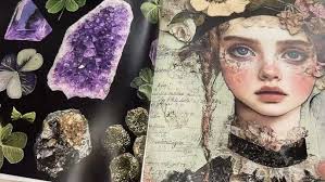 See a new small 4”x4” collage being created using Shrooms & Blooms