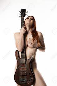 Nude Rock Woman Holding Electric Guitar On A White Background. Stock Photo,  Picture and Royalty Free Image. Image 97366799.