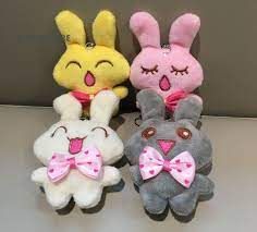 4colors Mini 9cm Rabbit Plush Stuffed Animal Toy Doll Key Chain Gift Pendant Rabbits Plush Toy Doll Rabbit Plush Toy Pet Toys Plush Stuffed Animals