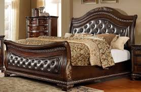 Check spelling or type a new query. Buy Mcferran B9588 King Sleigh Bed In Oak Veneers Dark Cherry Finish Leather Online