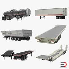 Trailers Collection 3 3d Model Ad Trailers Collection Model Flatbed Trailer 3d Model Model