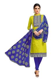 Oomph Cotton Dress Material For Women Party Wear Salwar Suit Unstitched Chartreuse Green Amazon In Clothin Dress Materials Womens Dresses Cotton Dresses