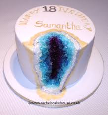 Deep Geode Cake With Sugar Crystals In Deep Blues And Purples With Gold And Silver Edges For An 18th Birthday Bespoke Celebratio Geode Cake Cake Nature Cake