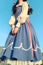 Vintage Blue Embroidery Bodice Long Dress Jsk By Li Old Fashion Dresses Pretty Dresses Fashion Inspo Outfits