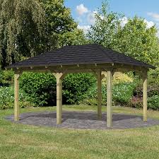 Karibu Pavillon Perida Set 485 X 345 Cm Schwarz Natur Gazebo Roof Colors Shingling