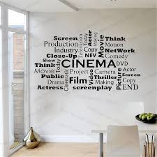 Decorate your family room with movie theater themed decor. Movie Room Interior Decor Cinema Film Words Wall Decals Ciname Making Studio Window Poster Vinyl Cinema Wall Art Sticker Wl585 Wall Stickers Aliexpress