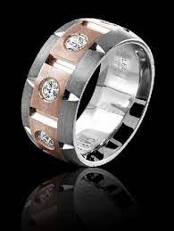 Carlex Mens Two Tone Designer Ring With Luxury Rose And White Gold Wb 9464rw S Titanium Wedding Band Mens Titanium Wedding Band Diamond Wedding Bands