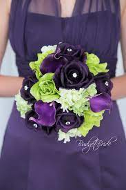 Davids Bridal Regency Purple And Bright Green Wedding Bouquet With Calla Lilies And Purple Wedding Centerpieces Purple And Green Wedding Green Wedding Bouquet