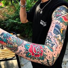 Raindeer Tattooed Apparel On Instagram Rad Sleeve By Jang T Traditionalta Traditional Tattoo Old School Tattoo Sleeve Traditional Tattoo Sleeve