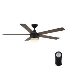 Home Decorators Collection Merwry 56 In Integrated Led Indoor Outdoor Matte Black Ceiling Fan With Light Kit And Remote Control Sw1422 56in Mbk The Home Depo Ceiling Fan With Light Black Ceiling Fan