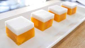 Mango Coconut Jelly Cubes Agar Agar Coconut Jelly Jelly Recipes Desserts