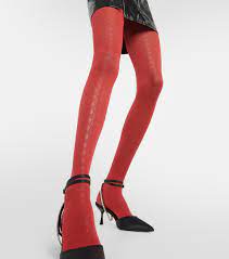 X Simkhai Intricate Sheer Tights in Red - Wolford | Mytheresa