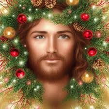 Jesus Christ Inside Joy Christmas Berry Wreath Lights · Creative Fabrica