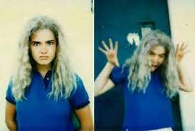 Rare Photo Of Heather Langenkamp Wearing The Original All Grey Wig Which Was Never Used In Wes C Nightmare On Elm Street Scary Movies A Nightmare On Elm Street