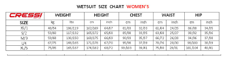 Cressi Size Chart Womens