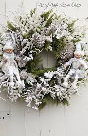 This Large Gorgeous Silver And White Elf Christmas Wreath Is Magical The Perfect Win White Christmas Wreath Christmas Wreaths Rose Gold Christmas Decorations