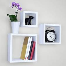 Living room, bedroom, dining room, patio and garden, kitchen White Set Of 2 Ballucci Criss Cross Floating Wall Shelf Floating Shelves Home Decor Accents Semo Es