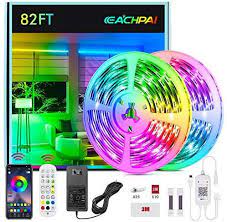 Amazon Com Led Strip Lights Eachpai 82ft 25m Smart Led Light Strips Music Sync Color Charging Rgb Li In 2021 Led Strip Lighting Strip Lighting Color Changing Lights