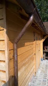 Oak Wood Pool House Copper Gutter Detail Copper Gutters Pool Houses House In The Woods