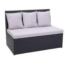 Sitzbank mit rückenlehne küche bei lionshome: Poly Rattan 2er Sofa Hwc G16 Lounge Gartenbank Sitzbank Sessel Gastronomie 120cm Schwarz Kissen Hellgrau