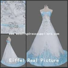 S5006 A Line Gown Strapless Embroidery Beaded Light Blue And White Wedding Dress Buy Light Blue And Blue Wedding Dresses Wedding Dresses Wedding Dress Trends
