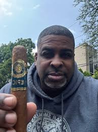 Enjoying a smoke with a loyal companion in the backyard