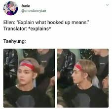 Literally Can T Wait I Bet Ellen Was Really Nice To Them And Treated Them Well Im Kinda Hoping They Get Scared By So Bts Memes Hilarious Bts Taehyung Bts Boys
