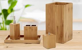 Modern bathroom accessories sets brown. Modern Vanity Organiser Kit Hlongg 6pcs Bathroom Sink Accessory Set Tumbler Toothbrush Toilet Brush Gray Bamboo Bathroom Accessories Set With Bamboo Trim Bathroom Home Kitchen Umoonproductions Com