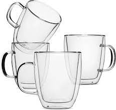 Frosted glass beer mug with logo 16 oz no minimum. Btat Insulated Coffee Mug Coffee Glass Large Set Of 4 16oz 500ml Double Wall Glass Coffee Cups Tea Cups Latte Cups Glass Coffee Mug Latte Mug Clear Mugs Glass Cups Glass Tea