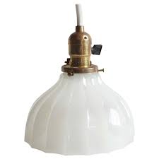 1930s Antique White Milk Glass Pendant