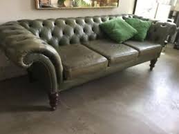 C'est la qualité supérieure et l'artisanat. Canape Chesterfield En Cuir Veritable Trois Places Vert Antique Ebay