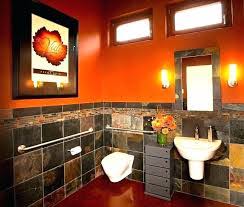 Grey Green And Burnt Orange Decor Google Search Orange Bathroom Decor Bathroom Wallpaper Contemporary Trendy Bathroom Tiles