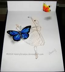 Then, draw a long and thin abdomen that protrudes slightly at the end into a bulbous shape. Step By Step 3d Butterfly Drawings In Pencil 3d Butterfly Drawing At Getdrawings Free Download Search For Pencil Drawing In These Categories Crystal Images