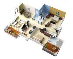 Three bedroom house plans are ideal for first homebuyers our modern contemporary home plans are up to date with the newest layouts and design trends. 20 Designs Ideas For 3d Apartment Or One Storey Three Bedroom Floor Plans Home Design Lover