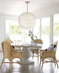 Capiz Honeycomb Chandelier Serena Lily Dining Chairs Coastal Dining Room Dining Table
