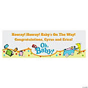 You can custom your kid's name on the banner. Baby Shower Banners Oriental Trading Company