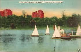 Linen Postcard Sailboats Lake Forest Park St Louis Mo Forest Park St Louis Lake Forest Park Postcard