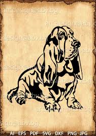 Black And White Basset Hound Vector Dog Basset Hound Ai Eps Pdf Svg Dxf Png Jpg Etsy Cartoon Clip Art Dog Sketch Basset Hound