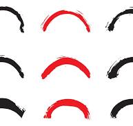 Colorful half circle stroke set, Half round brush stroke ...