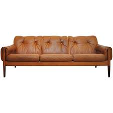 Scandinavian Cognac Brown Leather And Rosewood 3 Seater Sofa Cognac Leather Sofa Leather Chaise Lounge Chair Brown Leather Sofa